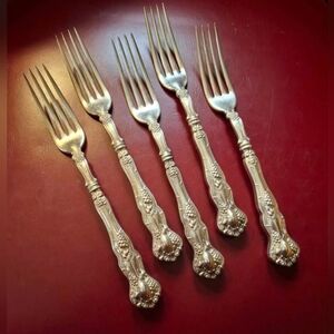 Rogers Bros 1847 "VINTAGE" Grape Hollow Handle 5 Forks 7 3/4 In. Excell 1904